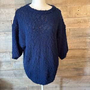 Vintage Fair Set women’s blue short sleeved knit sweater in size medium